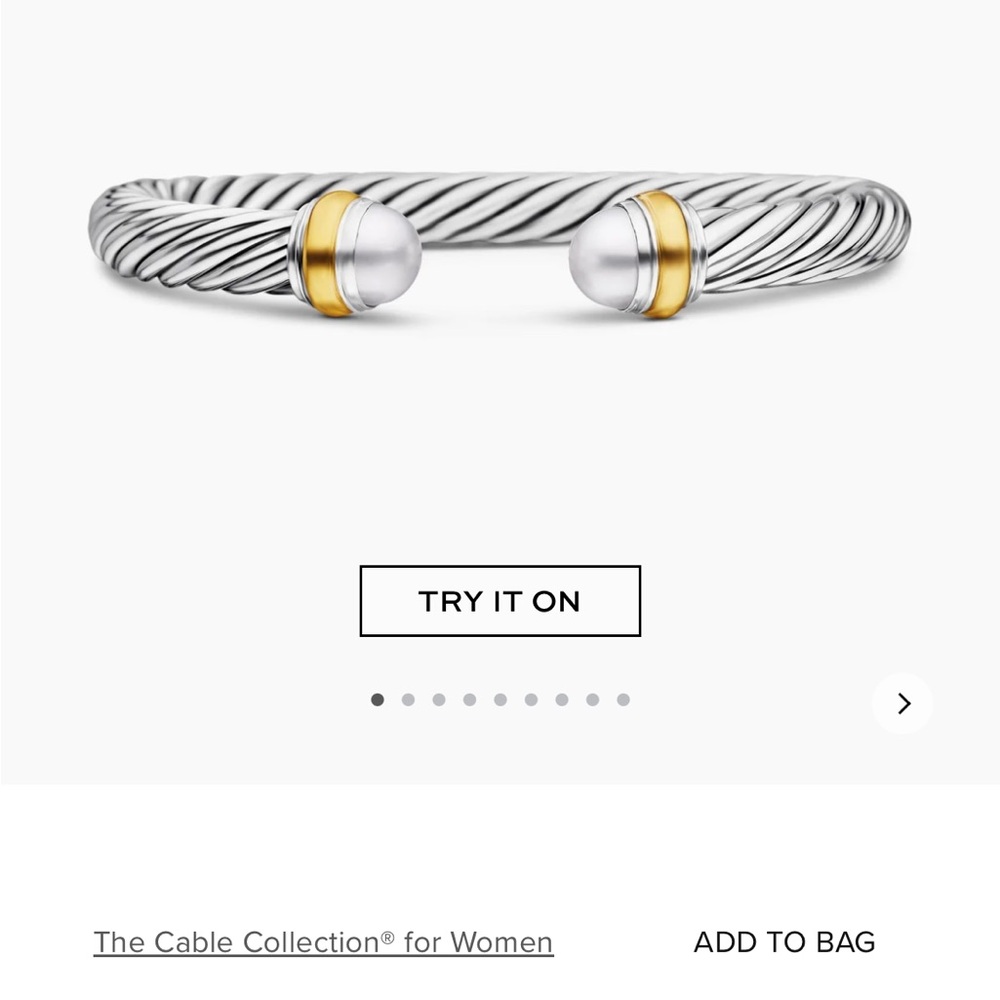 David Yurman classic cable bracelet 7mm gold and silver with pearls